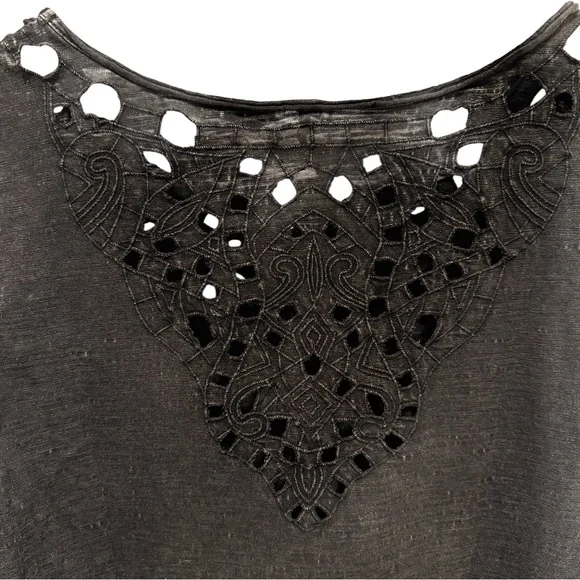 Free People Luna Long Sleeved Top in Washed Black - Picture 5 of 11